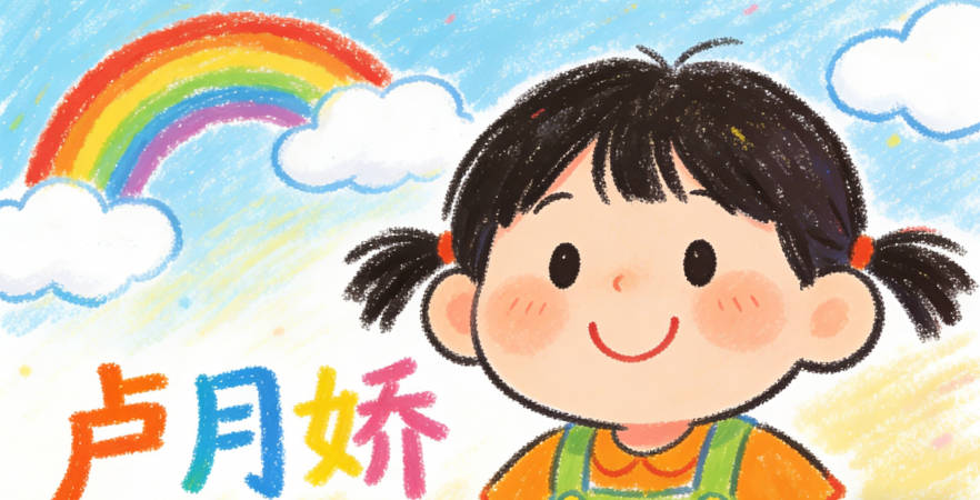 “盧月嬌”，“月”的柔和中和“嬌”的美好，既不夸張又有寓意