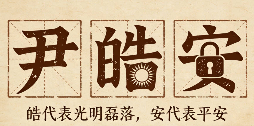 尹皓安，皓代表光明磊落，安代表平安