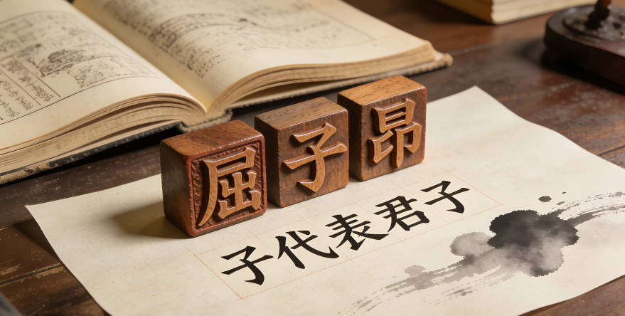 屈子昂，子代表君子，昂代表向上